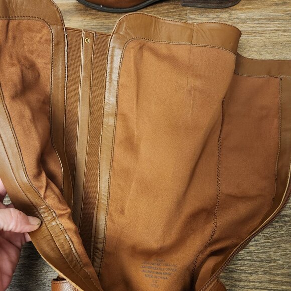 Vintage Tan Leather Mid-Calf Slouchy Heeled Boots 7.5M - Picture 5 of 9